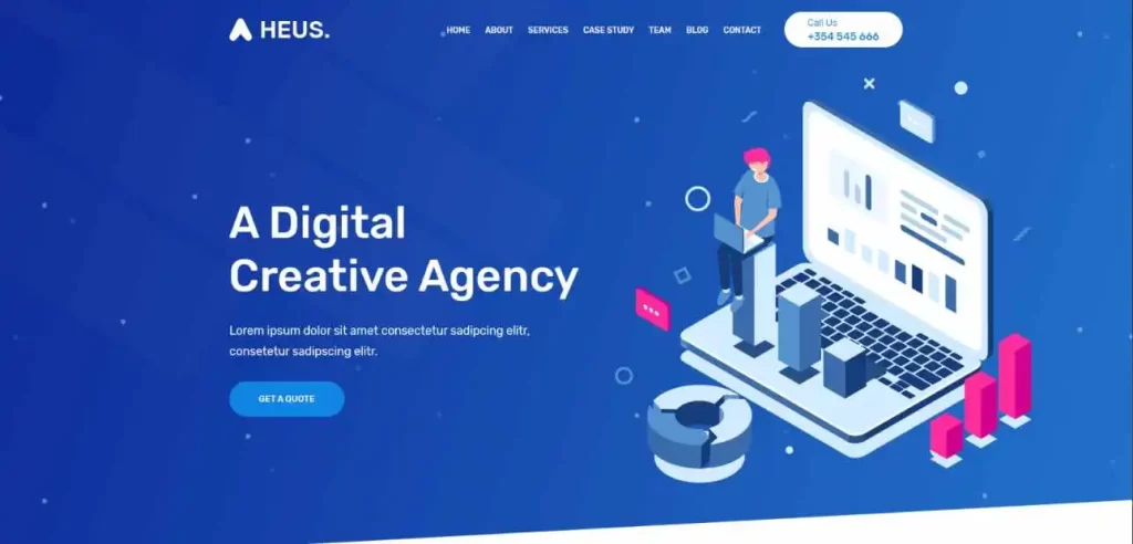 Heus - One Page Creative Agency PSD Template