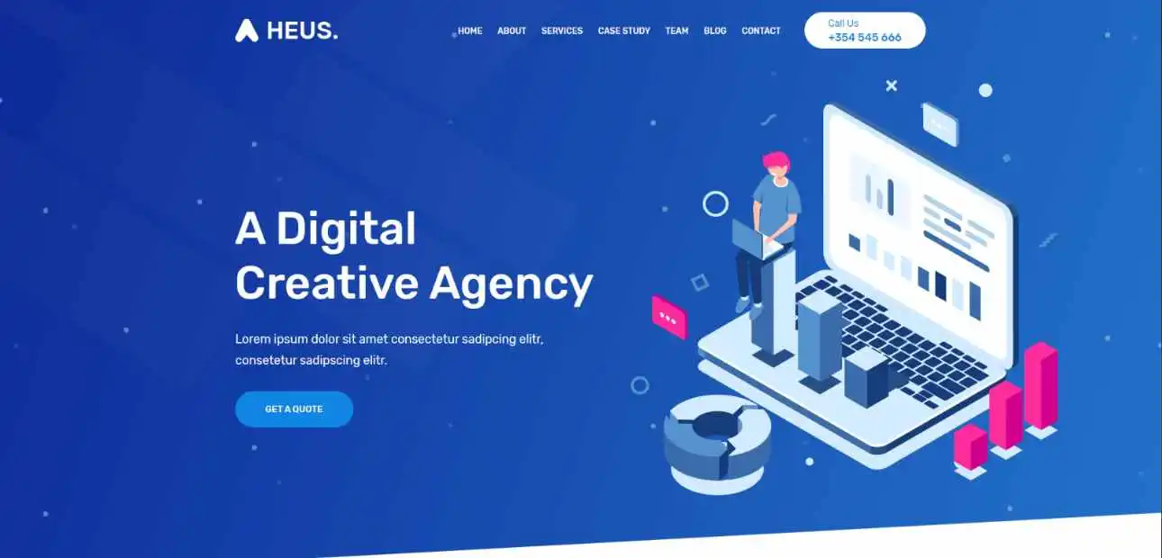 Heus – One Page Creative Agency PSD Template